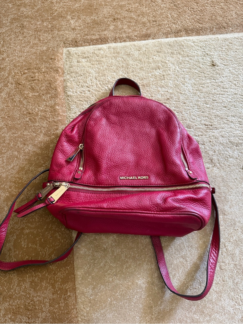 Michael Kors Red Leather Backpack